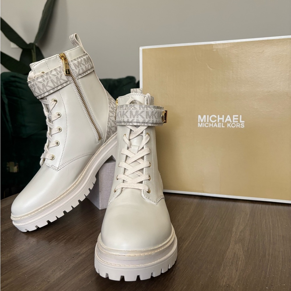 Michael Kors Women's White Combat Boots